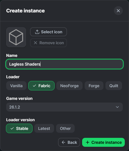 Create shader compatible instance