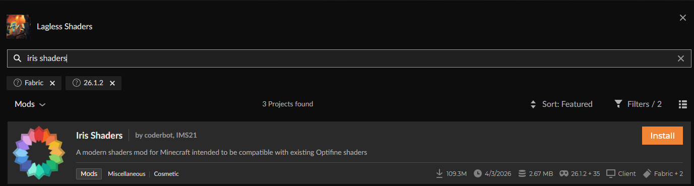 Search for Iris shaders