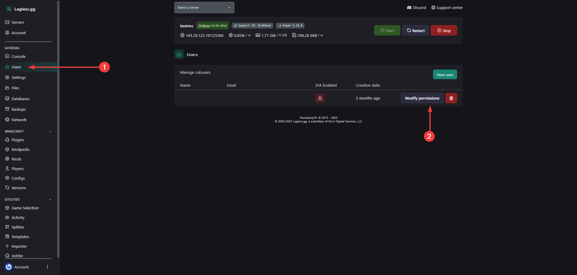 Modify permissions